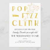 Gatsby Pop Fizz Clink Art Deco New Years Eve Party Einladung (Vorderseite)