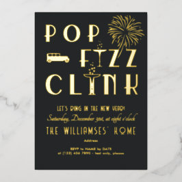 Gatsby Pop Fizz Clink Art Deco Silvester Party Folieneinladung