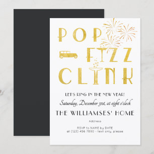 Gatsby Pop Fizz Clink Art Deco Silvesterparty Einladung