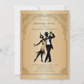Gatsby Roaring 1920 Deco Gold Flapper Geburtstag Einladung (Vorderseite)