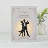 Gatsby Roaring 1920 Deko Frame Flapper Geburtstag Einladung (Stehend Vorderseite)
