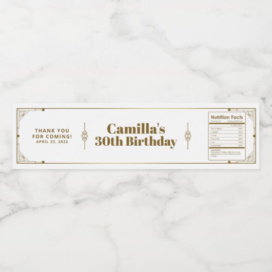 Gatsby Roaring 20er Art Deco Vielen Dank Wasserflaschenetikett (Einzelnes Label)