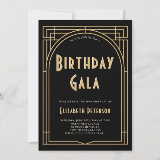 Gatsby Roaring 20er Deko Arch Birthday Einladung (Vorderseite)