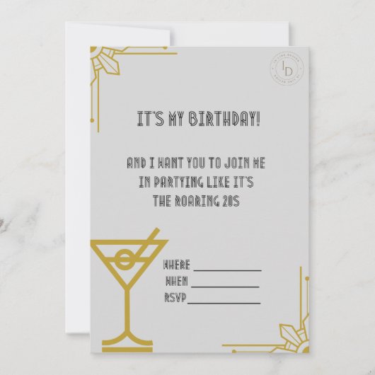 Gatsby - Roaring 20's Birthday Einladung (Vorderseite)