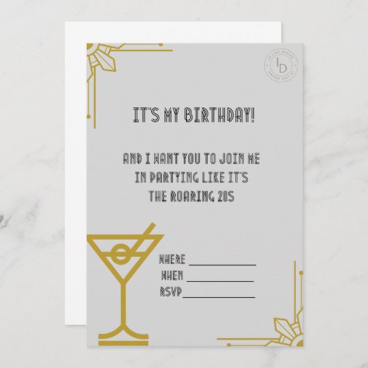 Gatsby - Roaring 20's Birthday Einladung (Vorne/Hinten)