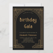 Gatsby Roaring 20s Elegant Gold Deko Arch Geburtst Einladung (Vorderseite)