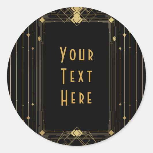 Gatsby Roaring 20's Elegant Runder Aufkleber (Vorderseite)