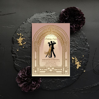 Gatsby Roaring Zwanziger Deko Arch Pink Geburtstag Einladung