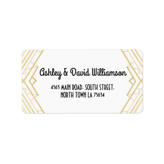 Gatsby Rücksendeadresse Art Deco Adressaufkleber (Vorne)