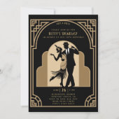 Gatsby Speakeasy Flapper Roaring 20er Deko Birthda Einladung (Vorderseite)
