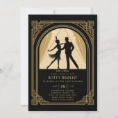Gatsby Speakeasy Nouveau Flapper Deko Birthday Einladung (Vorderseite)