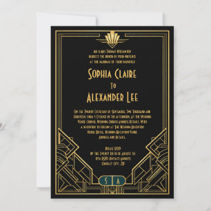 Gatsby-Style Art Deco Hochzeits-Einladung Einladung