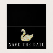 Gatsby Style Floral Swan, Foto Save the Date Card Visitenkarten (Außenseite Aufgefaltet)