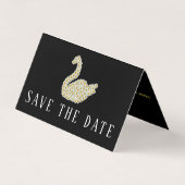 Gatsby Style Floral Swan, Foto Save the Date Card Visitenkarten (Vorderseite)