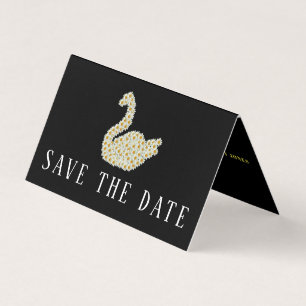 Gatsby Style Floral Swan, Foto Save the Date Card Visitenkarten