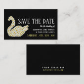 Gatsby Style Floral Swan, Save the Date Begleitkarte (Vorne/Hinten)