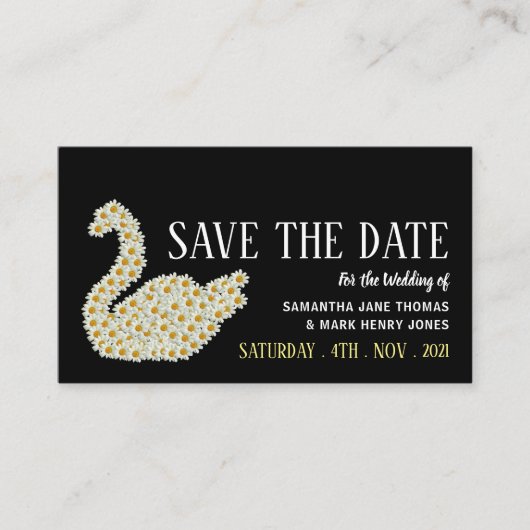 Gatsby Style Floral Swan, Save the Date Begleitkarte (Vorderseite)