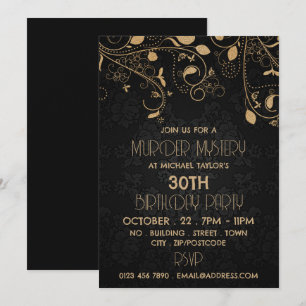 Gatsby Style, Murder Mystery Birthday Party Einladung