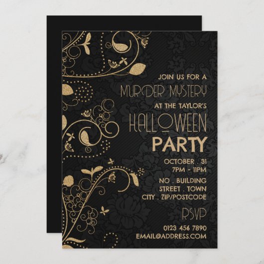 Gatsby Style, Murder Mystery Halloween-Party Einladung (Vorne/Hinten)