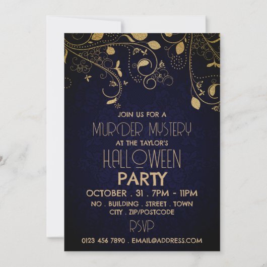 Gatsby Style, Murder Mystery Halloween-Party Einladung (Vorderseite)