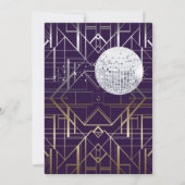 Gatsby Style NYE Gold und Midnight Blue Einladung (Rückseite)