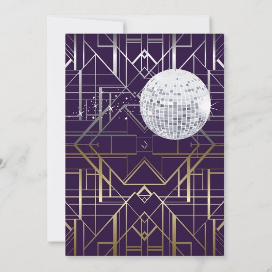 Gatsby Style NYE Gold und Midnight Blue Einladung (Rückseite)