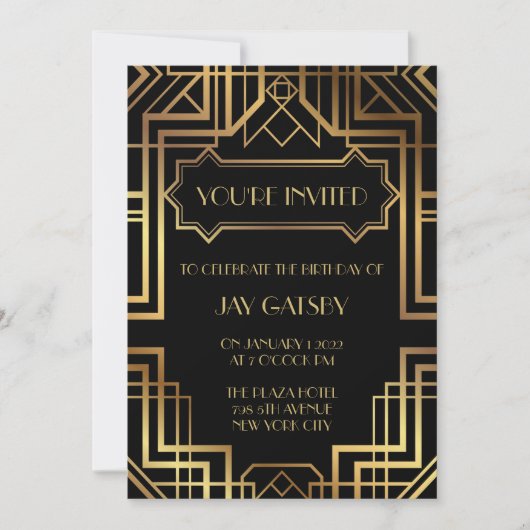 Gatsby Themed Art Deco Einladung der 1920er Jahre (Vorderseite)