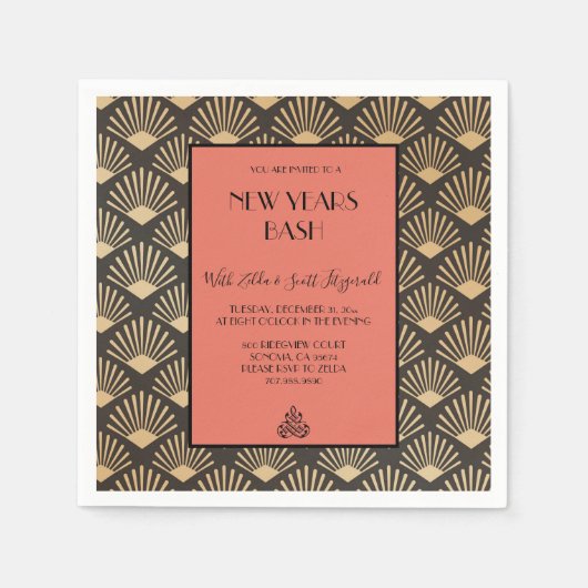 Gatsby Vintag Art Deco Silvester Party Serviette (Vorderseite)