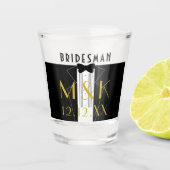 Gatsby Wedding Tuxedo Bridesman Shot Glass Schnapsglas (Vorderseite)