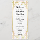 Gatsby White & Gold Art Deco Hochzeitsprogramm der Programm (Vorderseite)