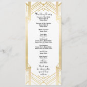 Gatsby White & Gold Art Deco Hochzeitsprogramm der Programm (Rückseite)