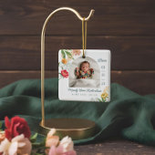 Gauche Floral Wildflower Baby Birth Stat Photo Keramikornament