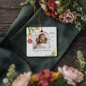 Gauche Floral Wildflower Baby Birth Stat Photo Keramikornament