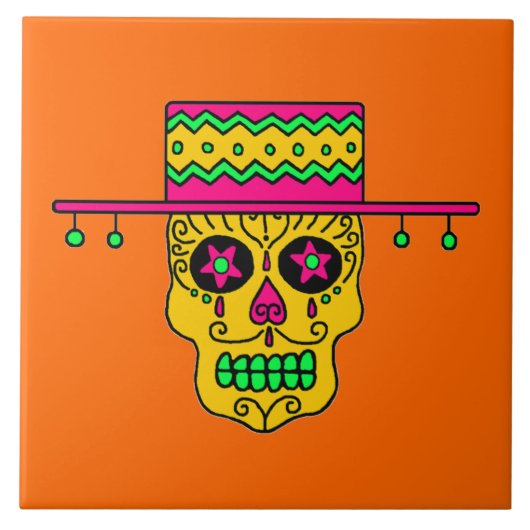 Gaucho-Zuckerschädel Fliese (Vorderseite)