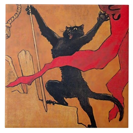 "Gaudeamus Cat" von Theophile Steinlen Fliese (Vorderseite)