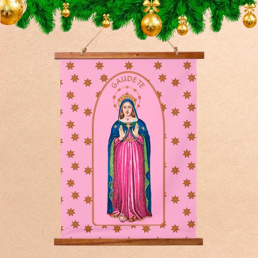 Gaudete! (Freue dich!) mit stehender BVM Advent Wandteppich Mit Holzrahmen