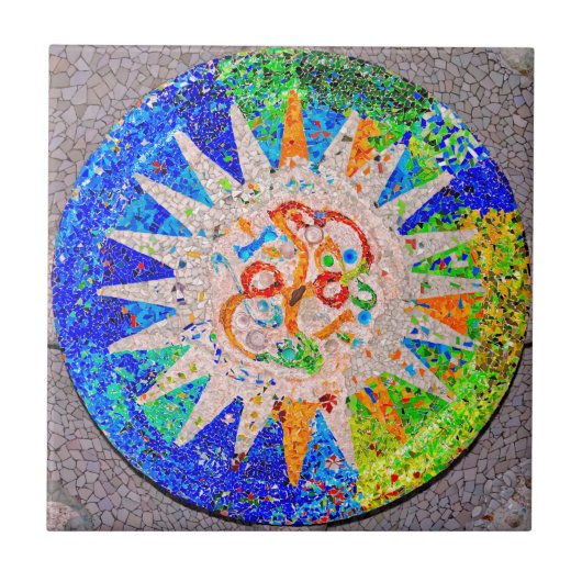 Gaudi Detail-Blau Fliese (Vorderseite)