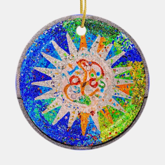 Gaudi Detail-Blau Keramik Ornament (Vorne)