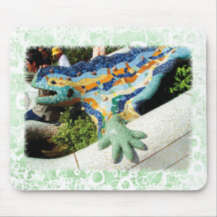 Gaudi Eidechse - grüne Blumenmauspad Mousepad