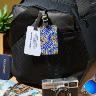 Gaudi Inspiriert Blaue Rundformen Mosaikmuster Gepäckanhänger