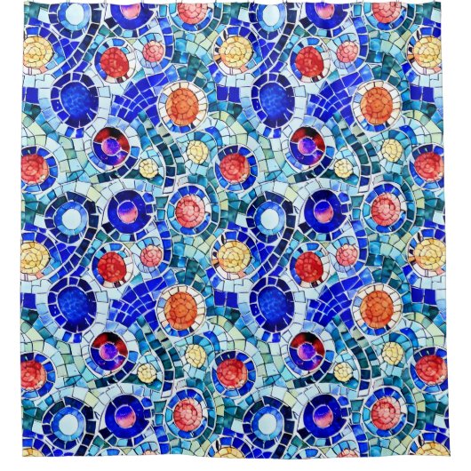 Gaudi Inspiriert Multicolor-Mosaikmuster Duschvorhang (Vorderseite)