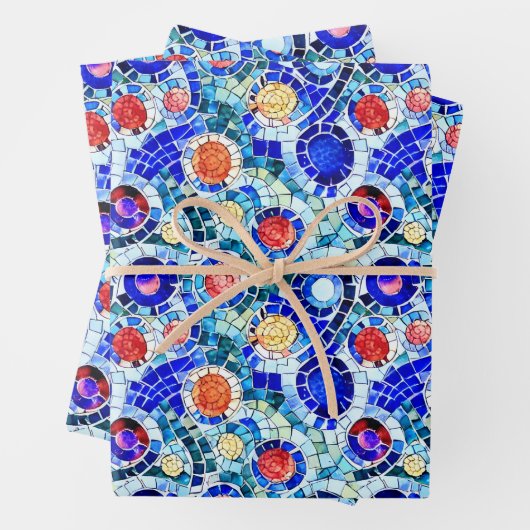 Gaudi Inspiriert Multicolor-Mosaikmuster Geschenkpapier Set (Beispiel)