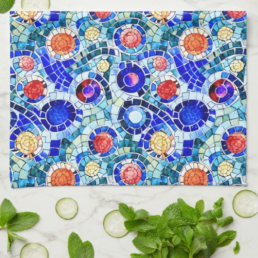 Gaudi Inspiriert Multicolor-Mosaikmuster Geschirrtuch (Gefaltet)