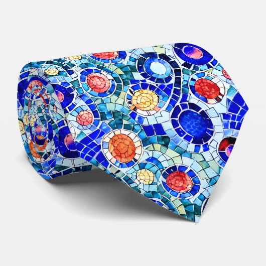 Gaudi Inspiriert Multicolor-Mosaikmuster Krawatte (Gerollt)