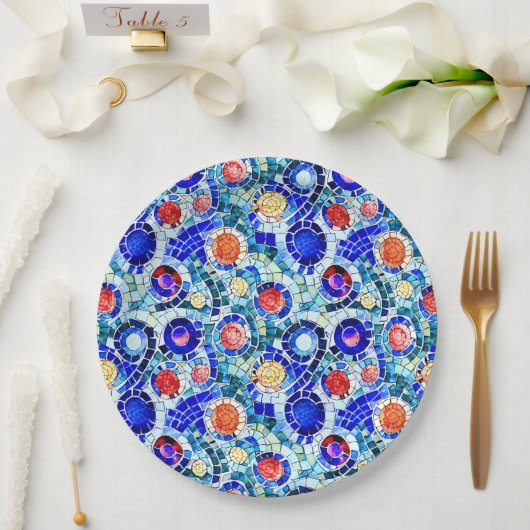 Gaudi Inspiriert Multicolor-Mosaikmuster Pappteller (Hochzeit)