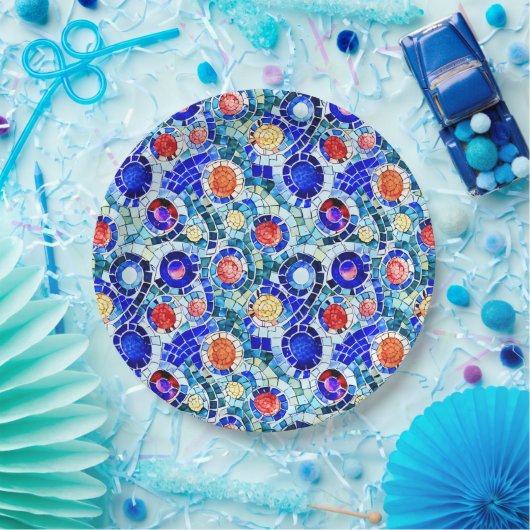 Gaudi Inspiriert Multicolor-Mosaikmuster Pappteller (Party)