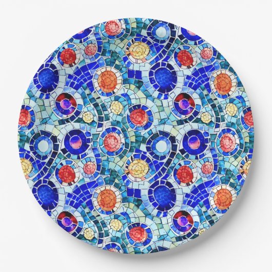 Gaudi Inspiriert Multicolor-Mosaikmuster Pappteller (Vorderseite)