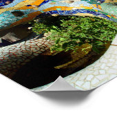 Gaudi Lizard Hand & Green Blume Poster (Ecke)