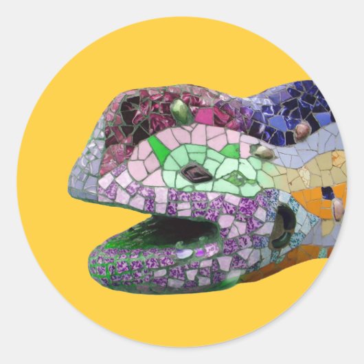 Gaudi Lizard Head Mosaics Runder Aufkleber (Vorderseite)