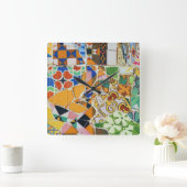 Gaudi Mosaic Tile Quadratische Wanduhr (Zuhause)